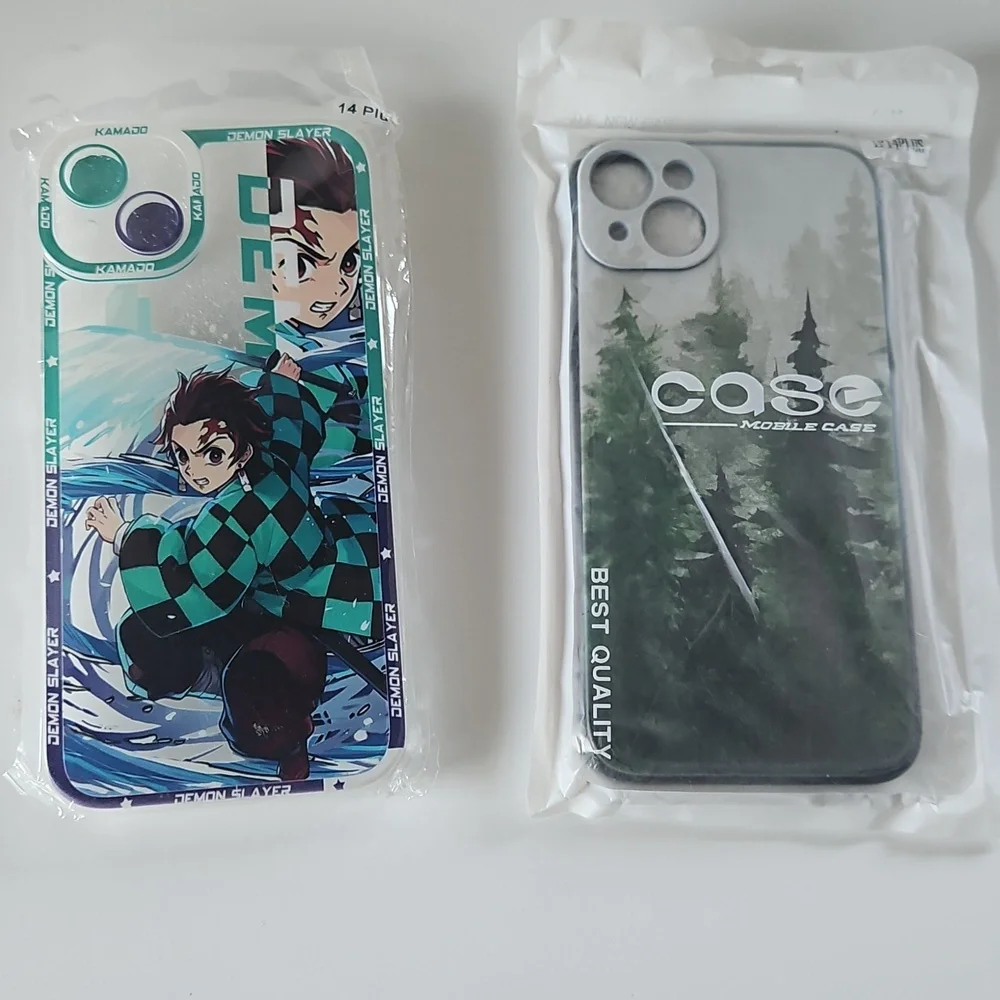 2 pack iPhone‎ 14 plus protective painted case (anime and forest)